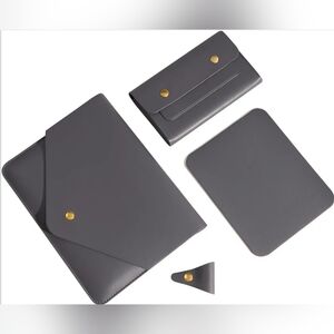 Benfan Tablet/Laptop Sleeve Gray With Charger Pouch+ Cord Organizer+Mouse Pad